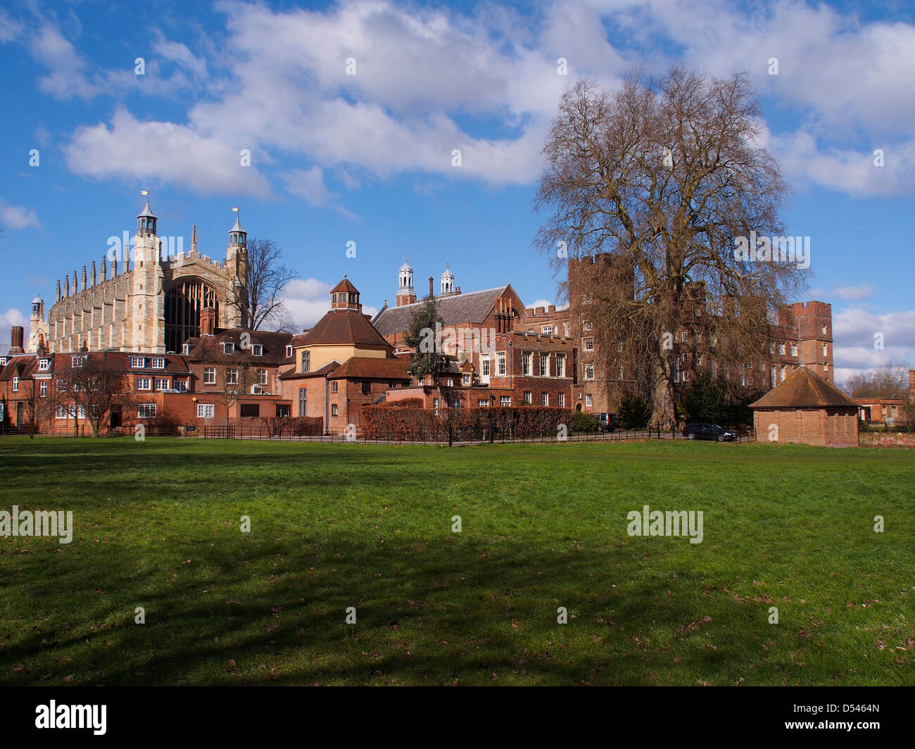 Eton college chapel rear view and surrounding buildings and grounds. Stock Photo