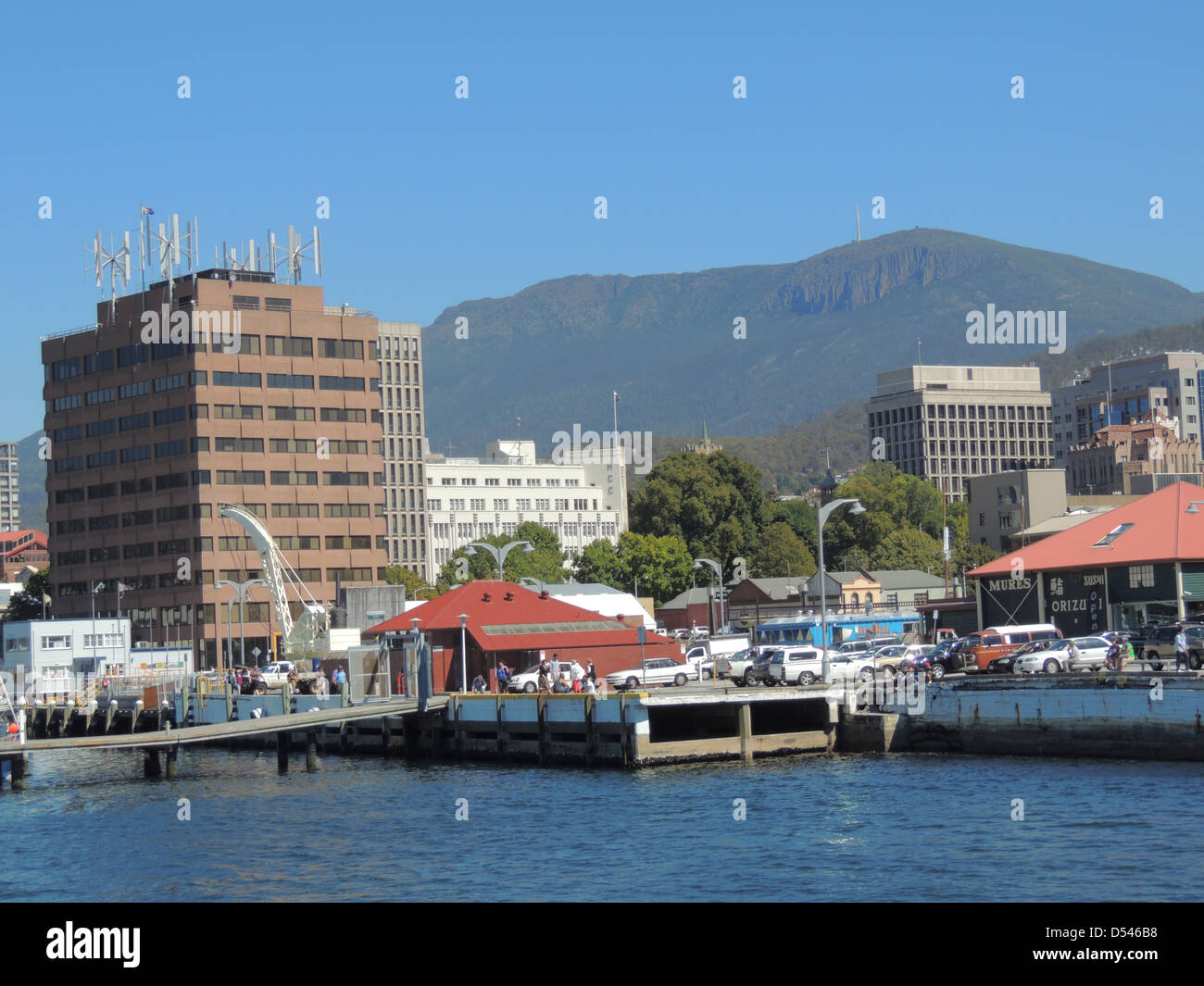 HOBART, Tasmania.  Looking east across Consitution Harbour towards Mount Wellington. Photo Tony Gale Stock Photo