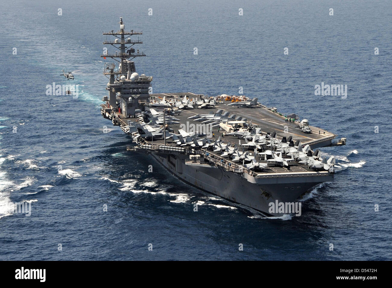 US Navy aircraft carrier USS Dwight D. Eisenhower March 23, 2013 in the Arabian Sea. Stock Photo