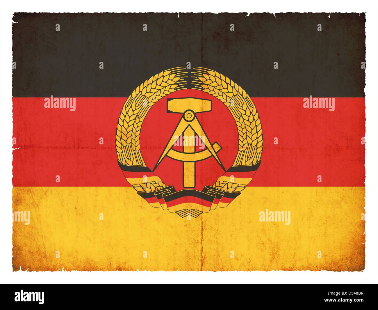 National Flag of the German Democratic Republic (DDR) created in grunge style Stock Photo