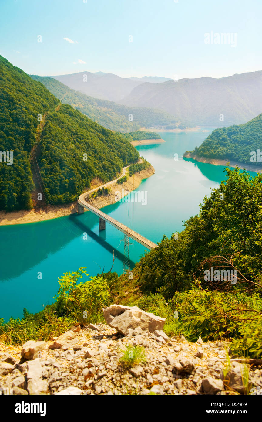 mountain cold turquoise river in the Montenegro Stock Photo