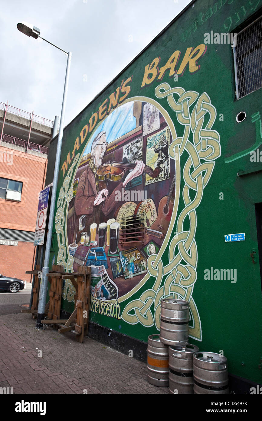 Belfast Northern Ireland Madden's Bar Mural Travel Tourism Bar Entertainment Restaurant Night Life Stock Photo