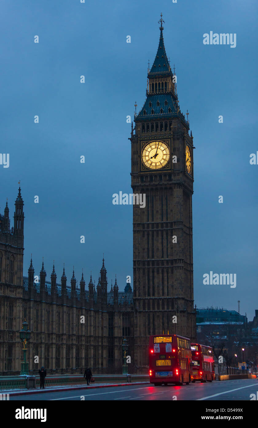Elizabeth Tower (aka Big Ben) at the north end of the Palace of Westminster, London, England, UK. Stock Photo