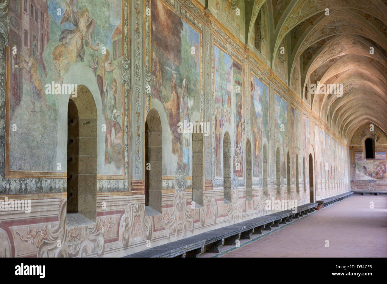 The Colourful Fresco In Santa Chiara Cloister Naples Italy Stock