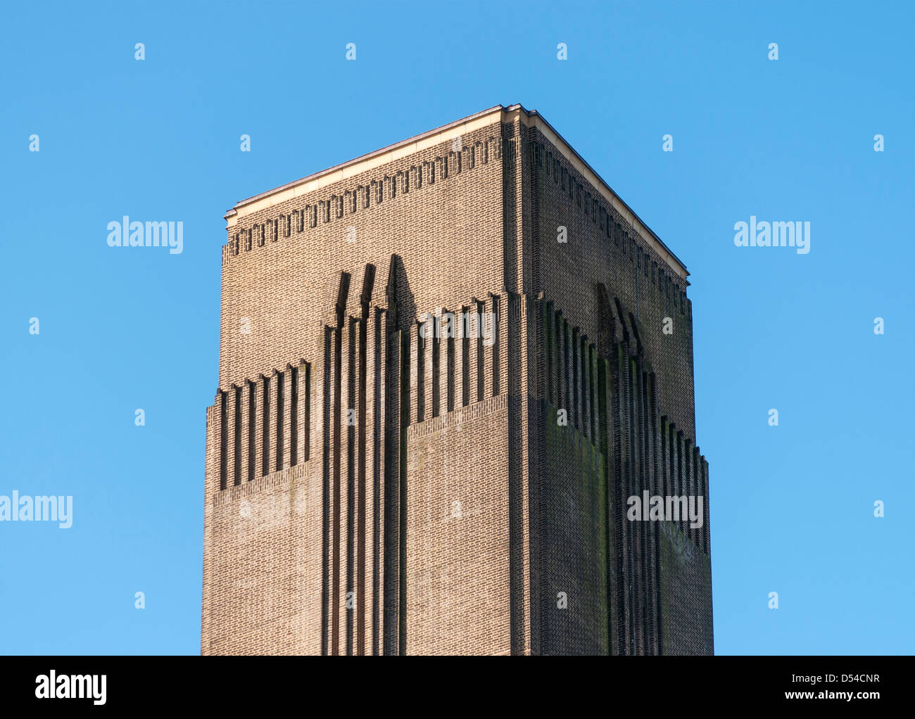 Close-up of Chimney of Tate Modern, former Bankside Power Station Building, London, England, UK Stock Photo