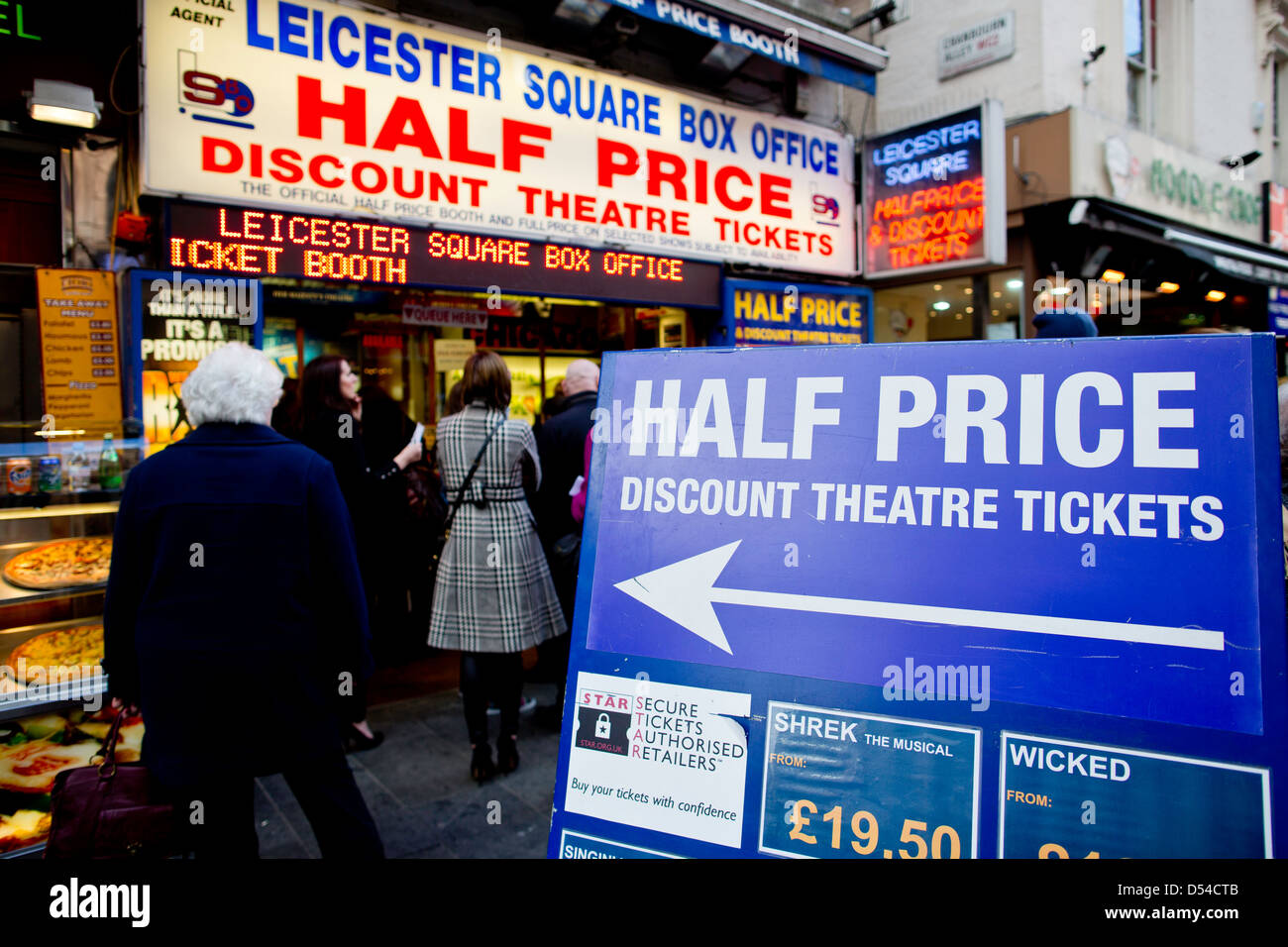 Theatre tickets on sale, Leicester square, London, United Kingdom Stock