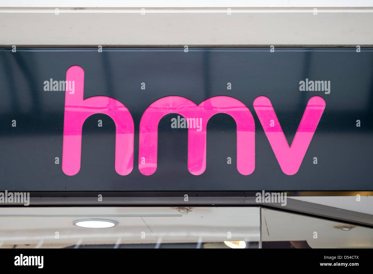 HMV music shop name board sign Stock Photo Alamy