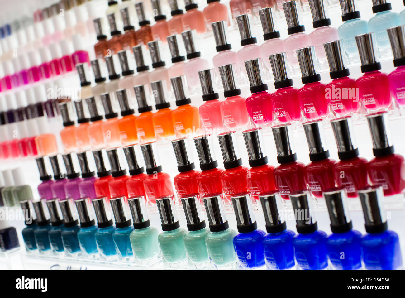 Nail polish on display at a Walgreens Well Experience Flagship store in downtown Washington, DC.  Stock Photo