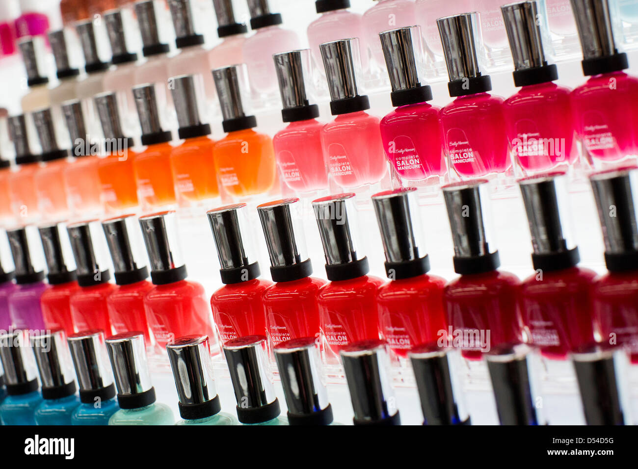 Nail polish on display at a Walgreens Well Experience Flagship store in downtown Washington, DC.  Stock Photo
