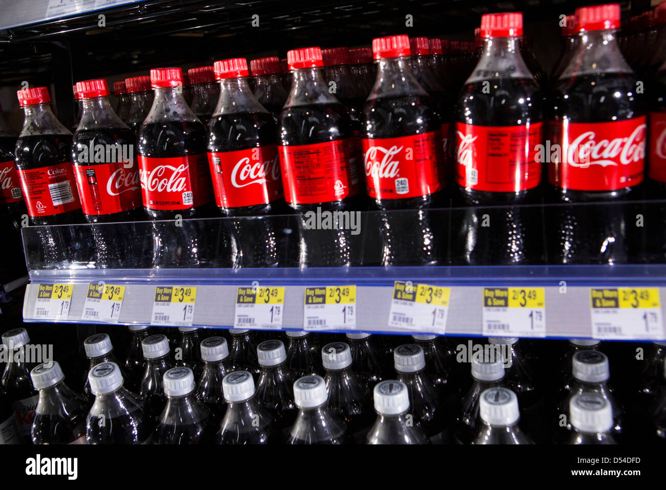 Coca-Cola products on display at a Walgreens Flagship store.  Stock Photo