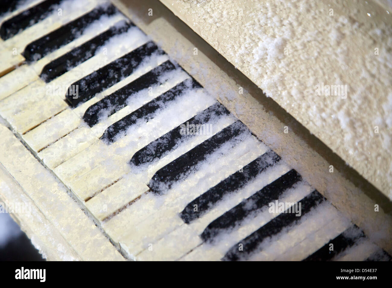 Gelsenkirchen, Germany, supplied snowed piano keys Stock Photo