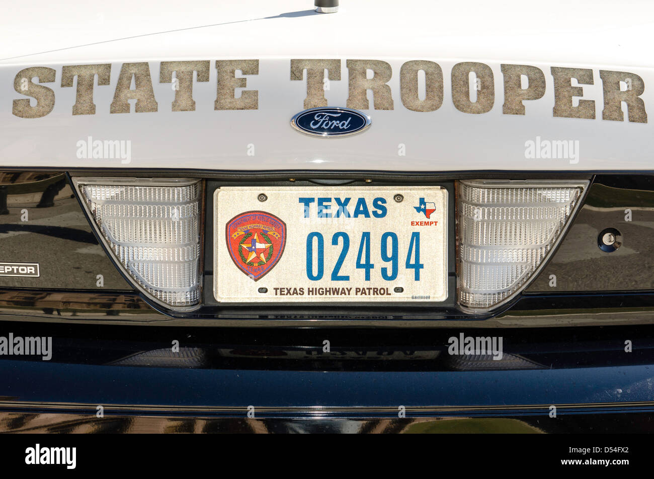 Police car plate State Trooper Capitol building in Austin Texas United States Stock Photo