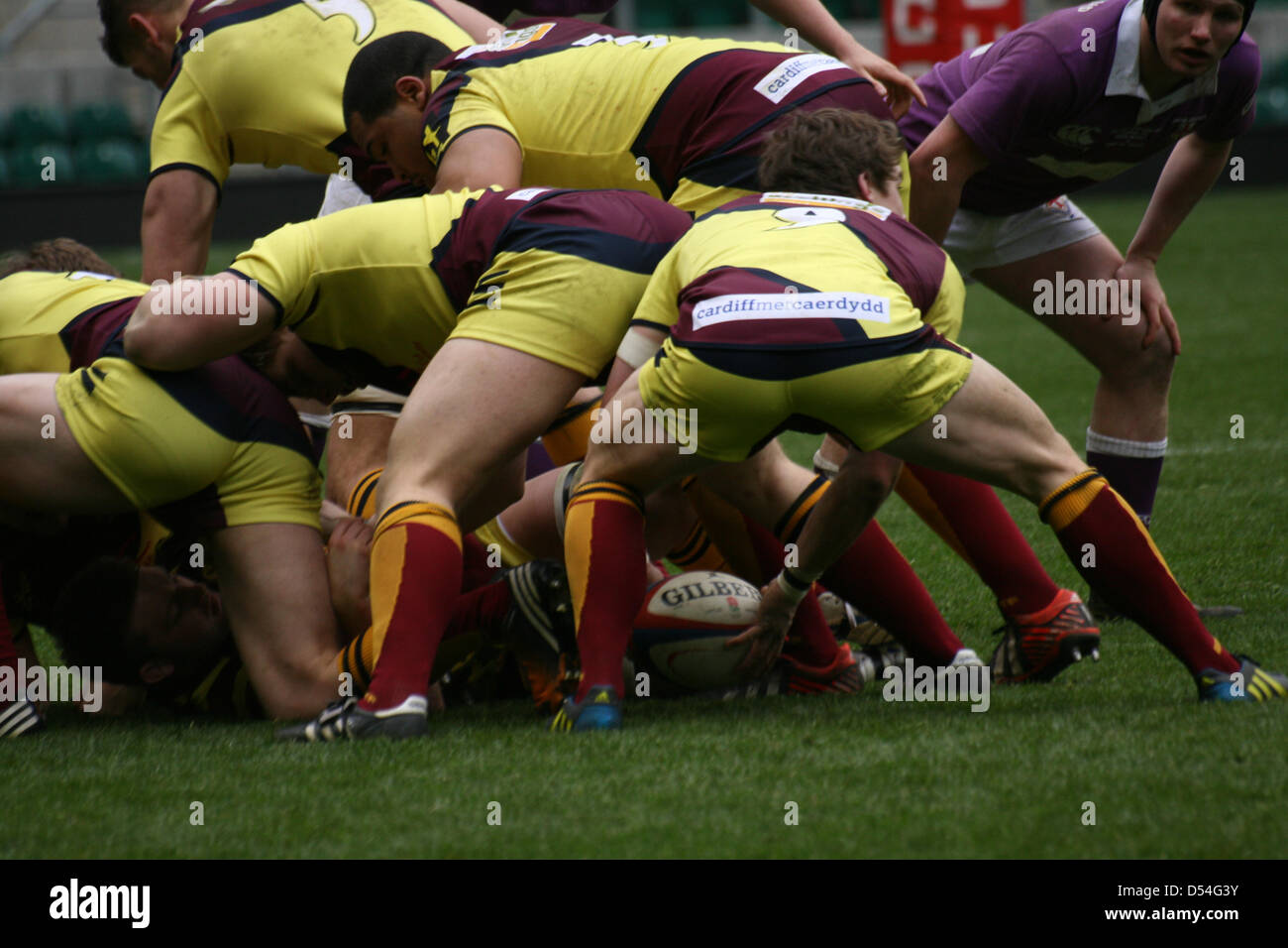 London, UK. 24th March, 2013. Durham University and Cardiff Met at the men's final during the British Universities & Colleges championships in Twickenham Stadium, London. Stock Photo