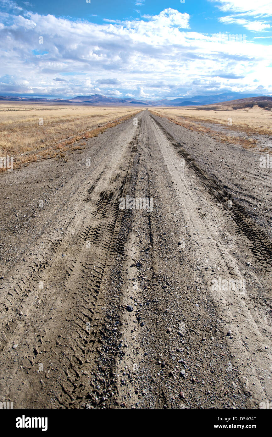 Open road 4x4 or offroad trail or track stretching ahead on the