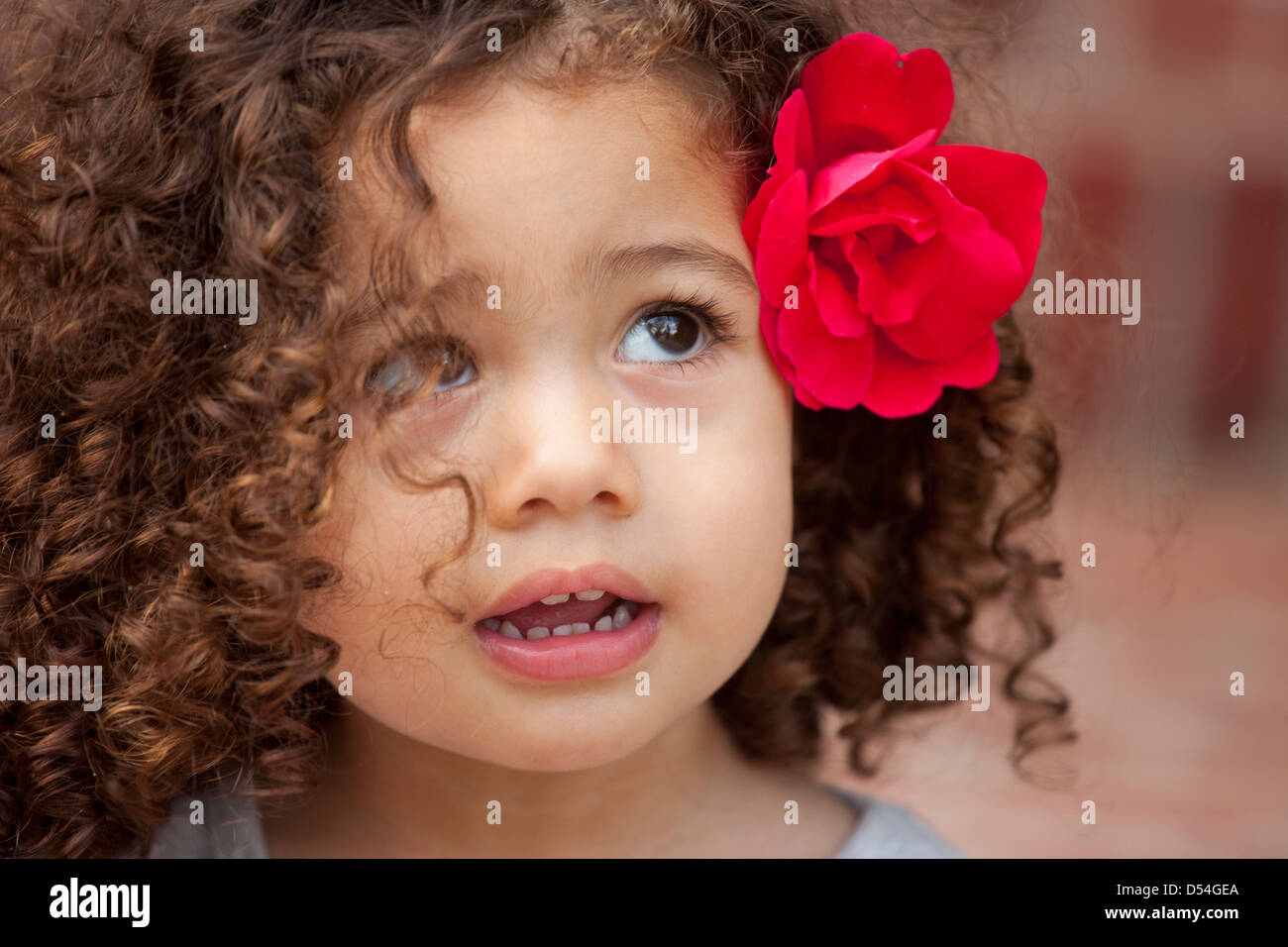 Little girl with flower in her hair Stock Photo - Alamy