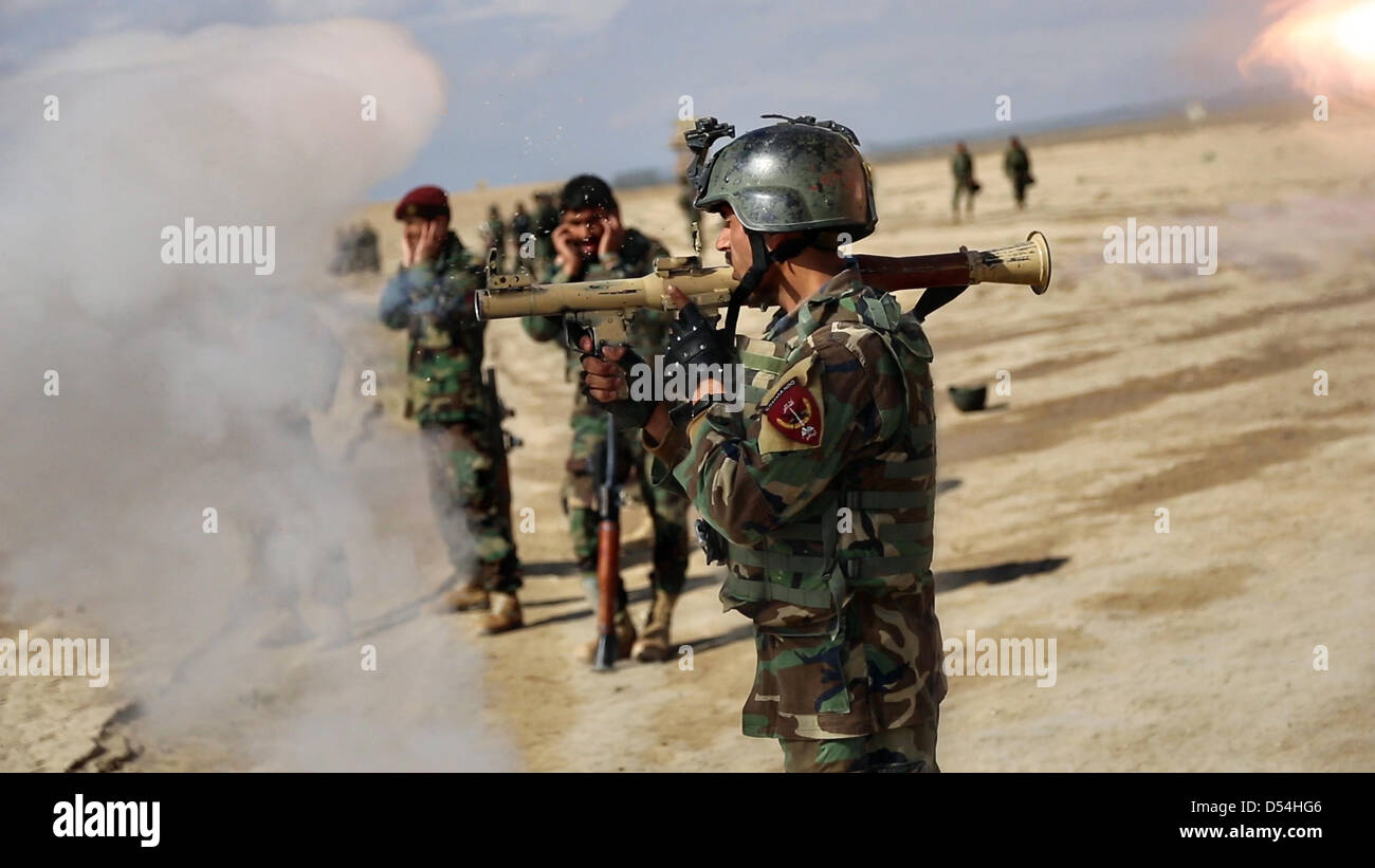 Afghan commandos from Special Operations Kandak fire a rocket propelled