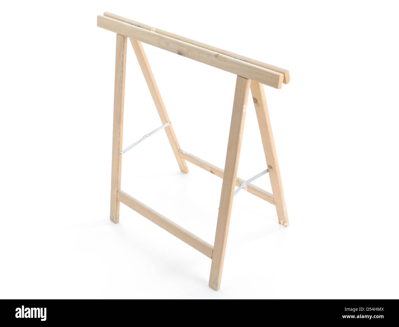 Wooden sawhorse shot on white Stock Photo