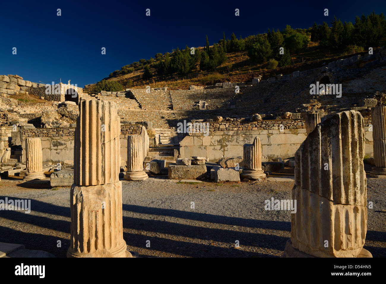 Bouleuterion for council meetings and small theatre Odeon for concerts in ancient Ephesus Turkey Stock Photo