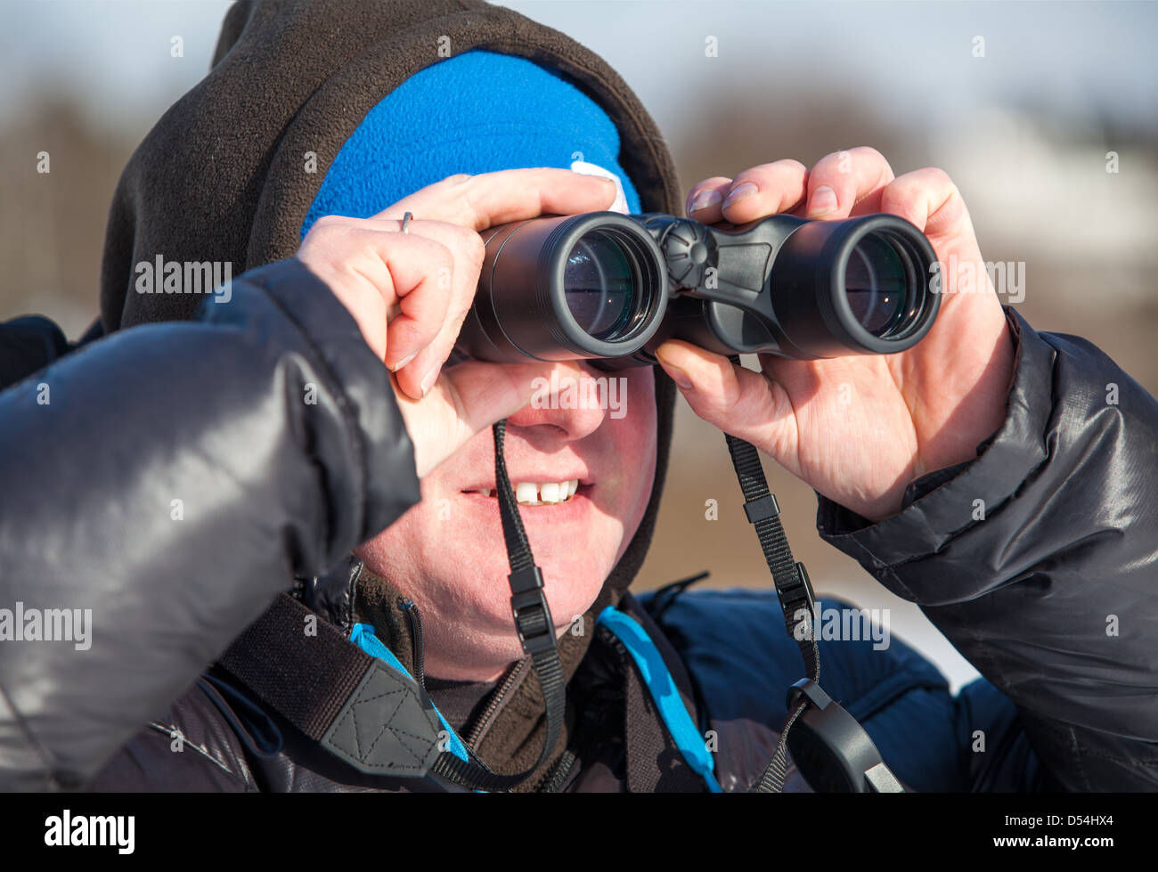 Closeup holding binoculars hi-res stock photography and images - Alamy