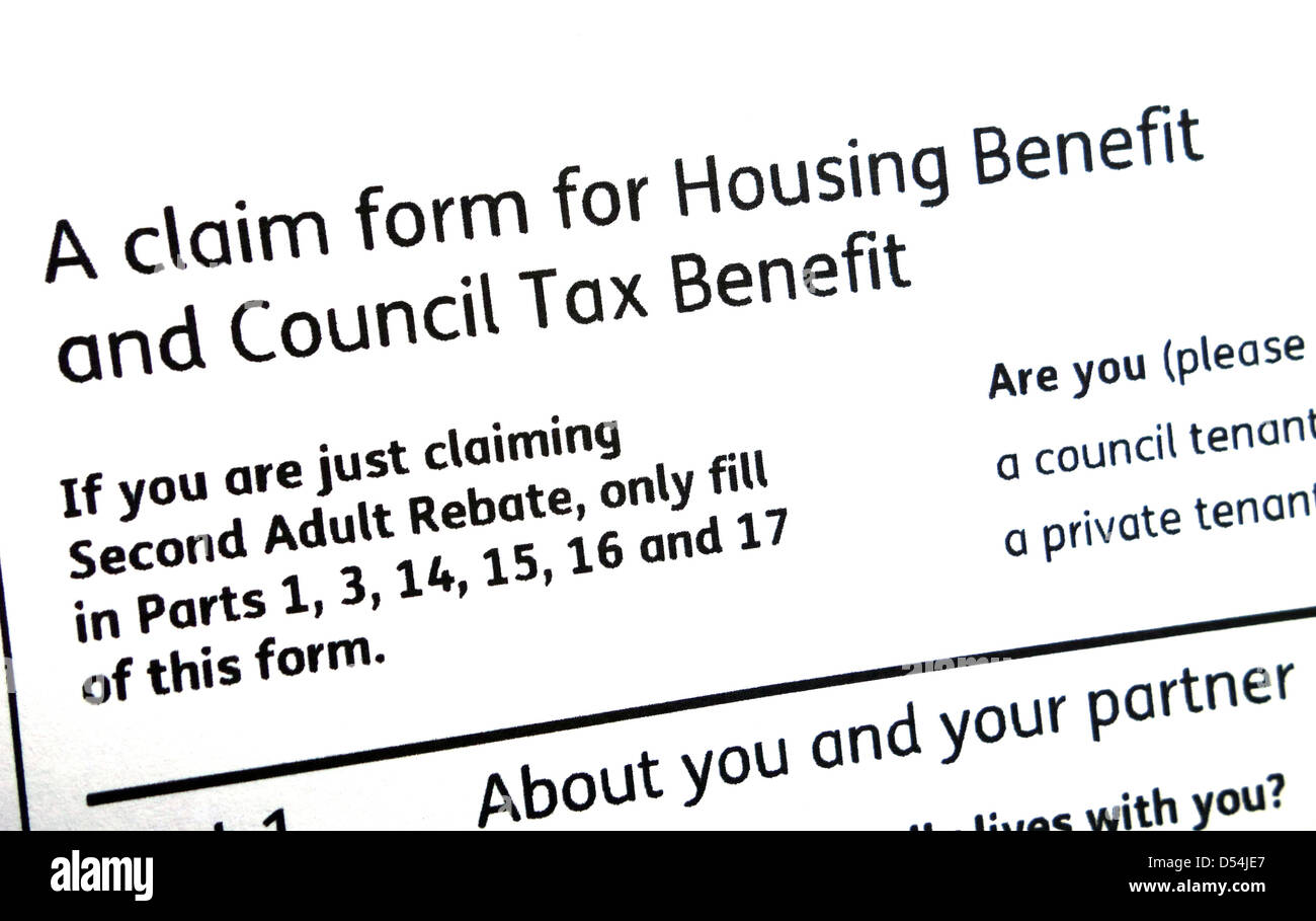 A claim form for housing and council tax benefit Stock Photo