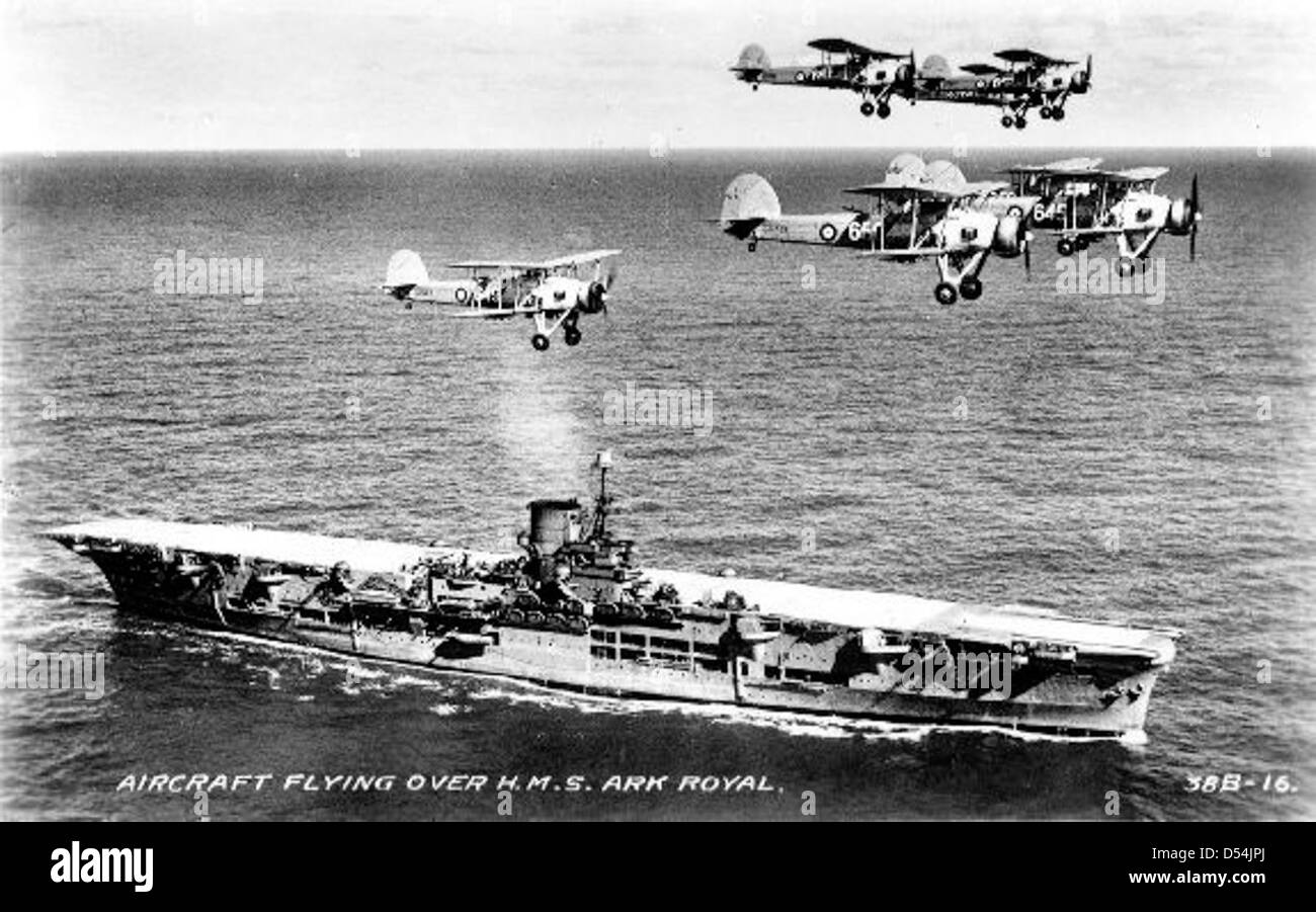 The aircraft carrier HMS Ark Royal (R09) was a flagship of the Royal ...