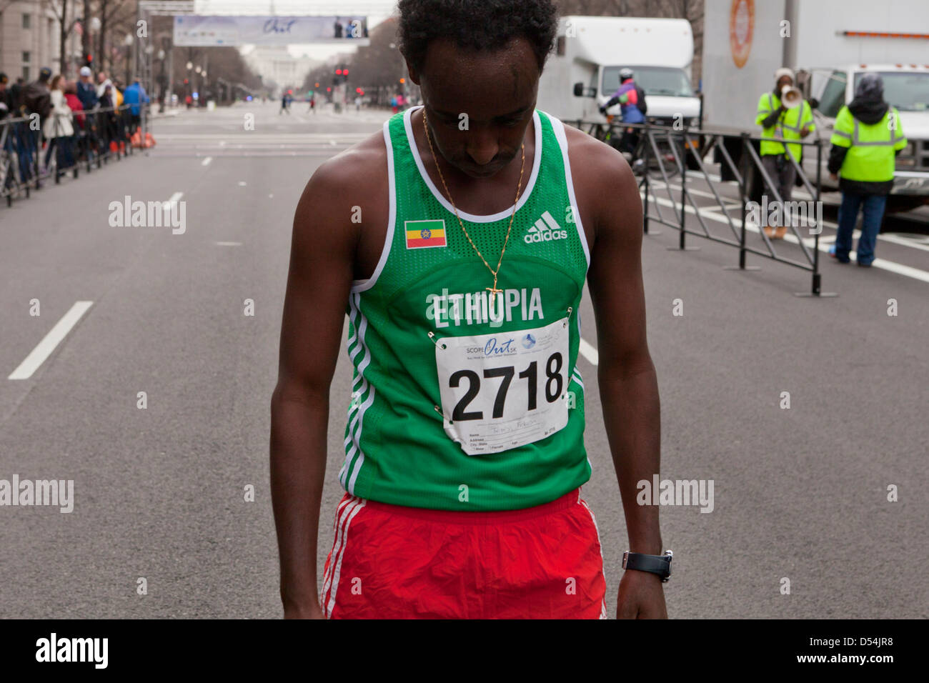 Ethiopian marathon runner after race Stock Photo - Alamy