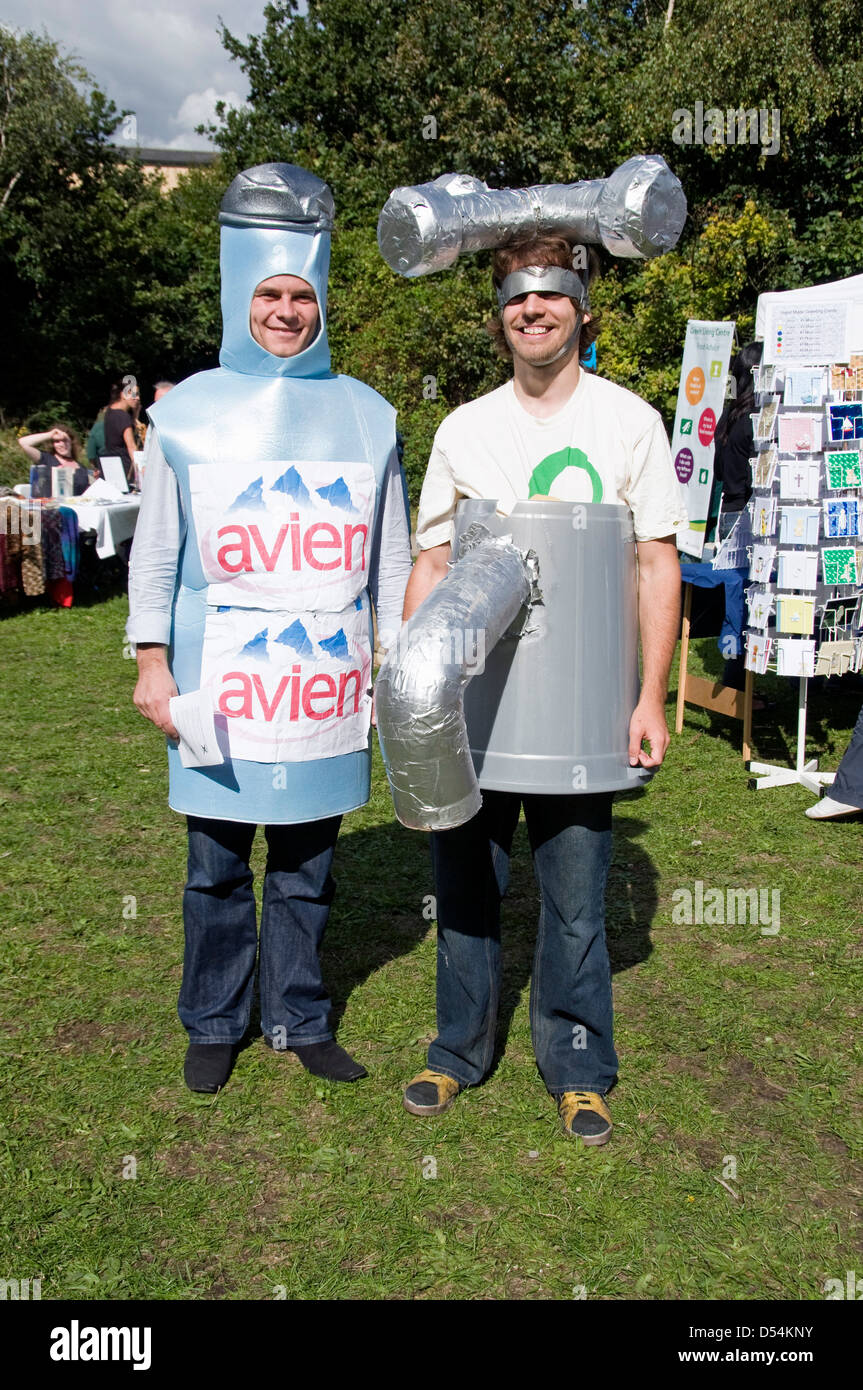 Friends of the Earth  FoE  activists playing the parts of tap and bottle water in a competition between each Stock Photo