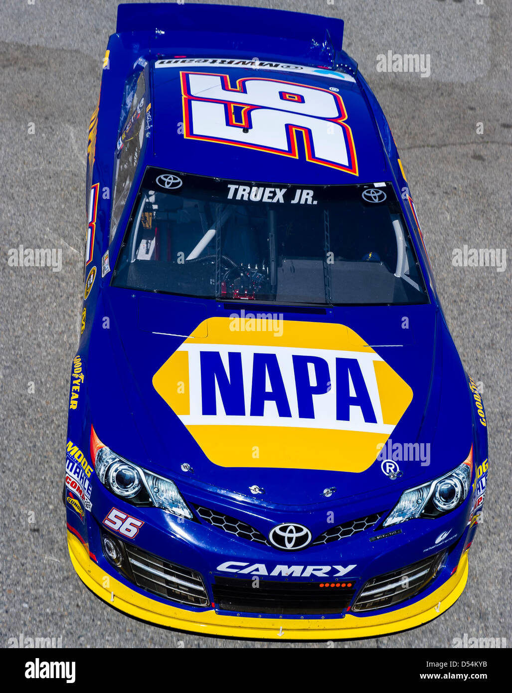 March 22, 2013 - Fontana, CA, U.S. - FONTANA, CA - MAR 22, 2013: The NASCAR Sprint Cup Series take to the track for a practice session for the Auto Club 400 at Auto Club Speedway in FONTANA, CA. Stock Photo