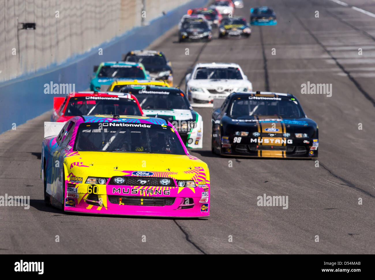 Fontana, California, USA. 23rd March 2013. Travis Pastrana (60) takes to the track for the Royal Purple 300 at the Auto Club Speedway in FONTANA, CA. Credit:  Cal Sport Media / Alamy Live News Stock Photo