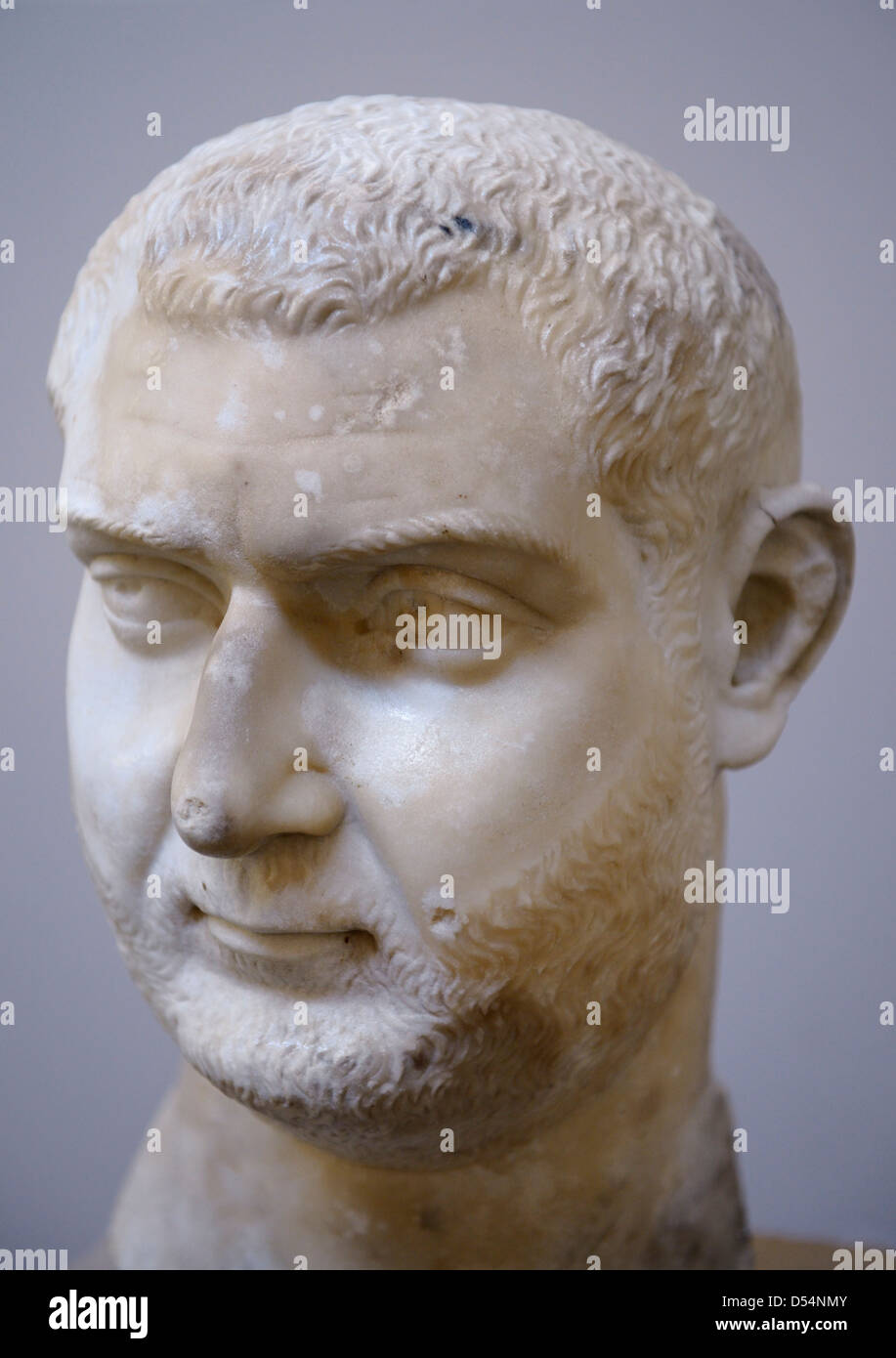 Marble head of Roman Emperor Balbinus at Ephesus Museum Selcuk Turkey Stock Photo
