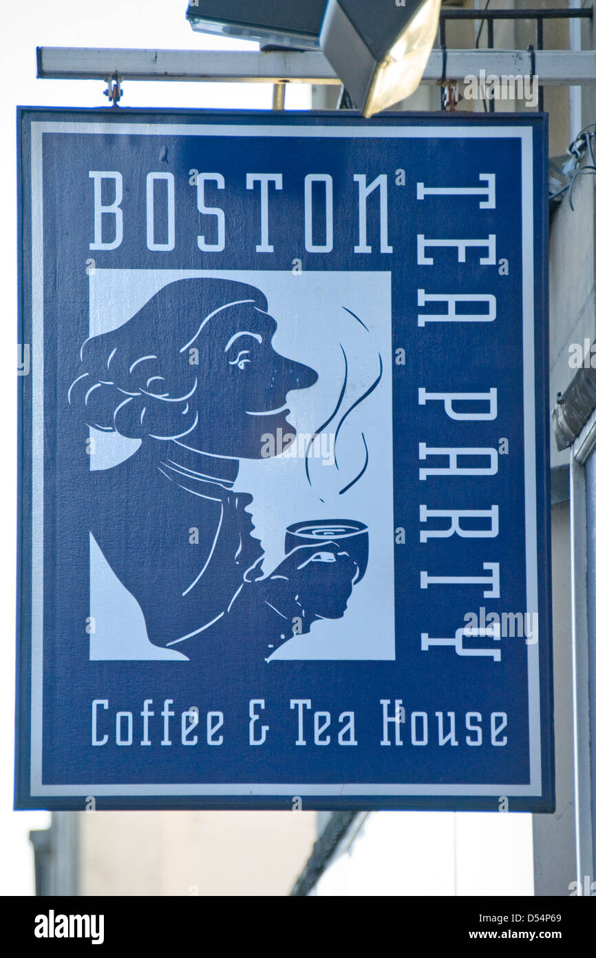 Boston Tea Party sign, England, UK Stock Photo Alamy
