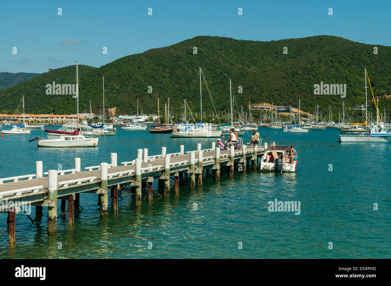 Jetty at Waikawa Bay, Picton, Marlborough, New Zealand Stock Photo Alamy