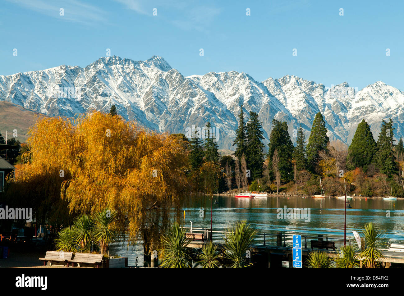 Lake Wakatipu and the Remarkables, Queenstown, Otago, New Zealand Stock Photo