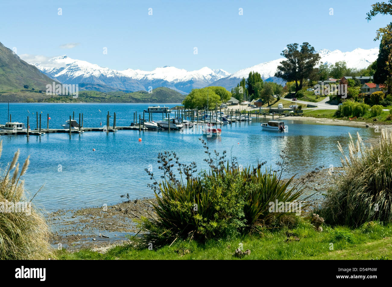Marina on Lake Wanaka, Central Otago, New Zealand Stock Photo Alamy