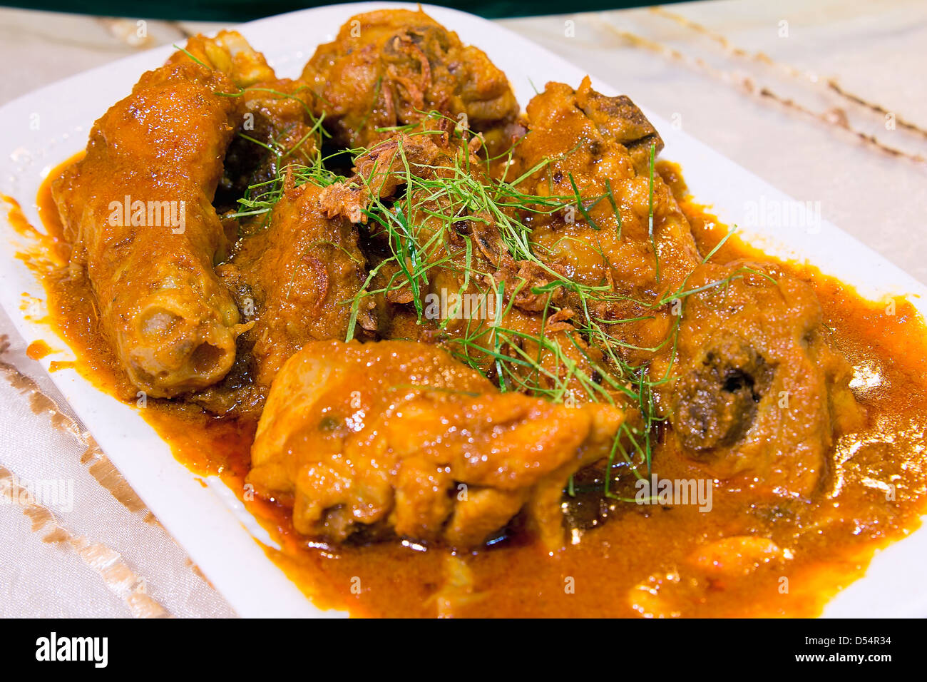 Nyonya Peranakan Chicken Curry Kapitan Dish Closeup Stock Photo