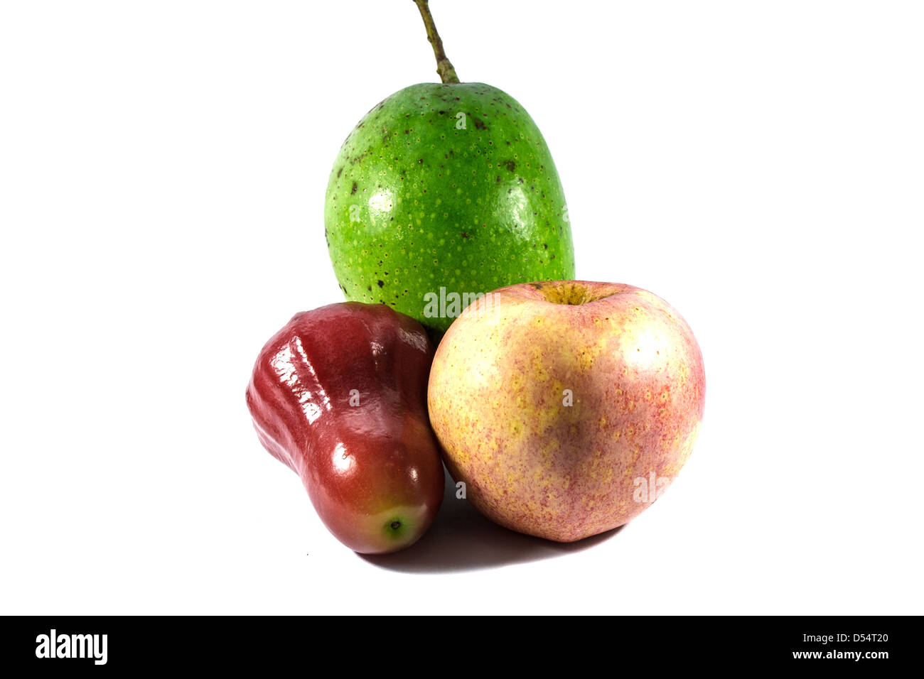 Mix fruit mango, rose apple and apple on white backgroud. Stock Photo