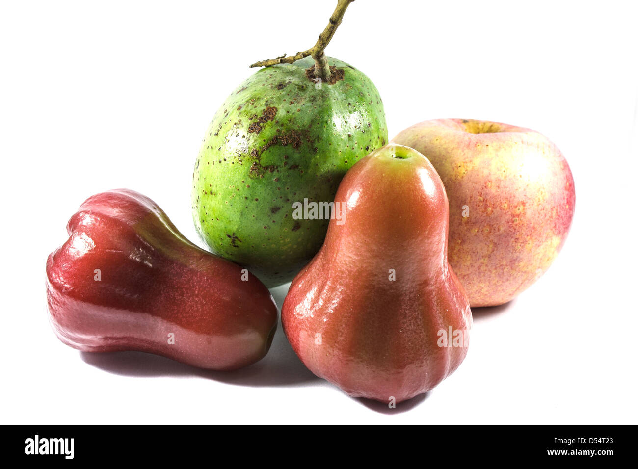 Mix fruit mango, rose apple and apple on white backgroud. Stock Photo