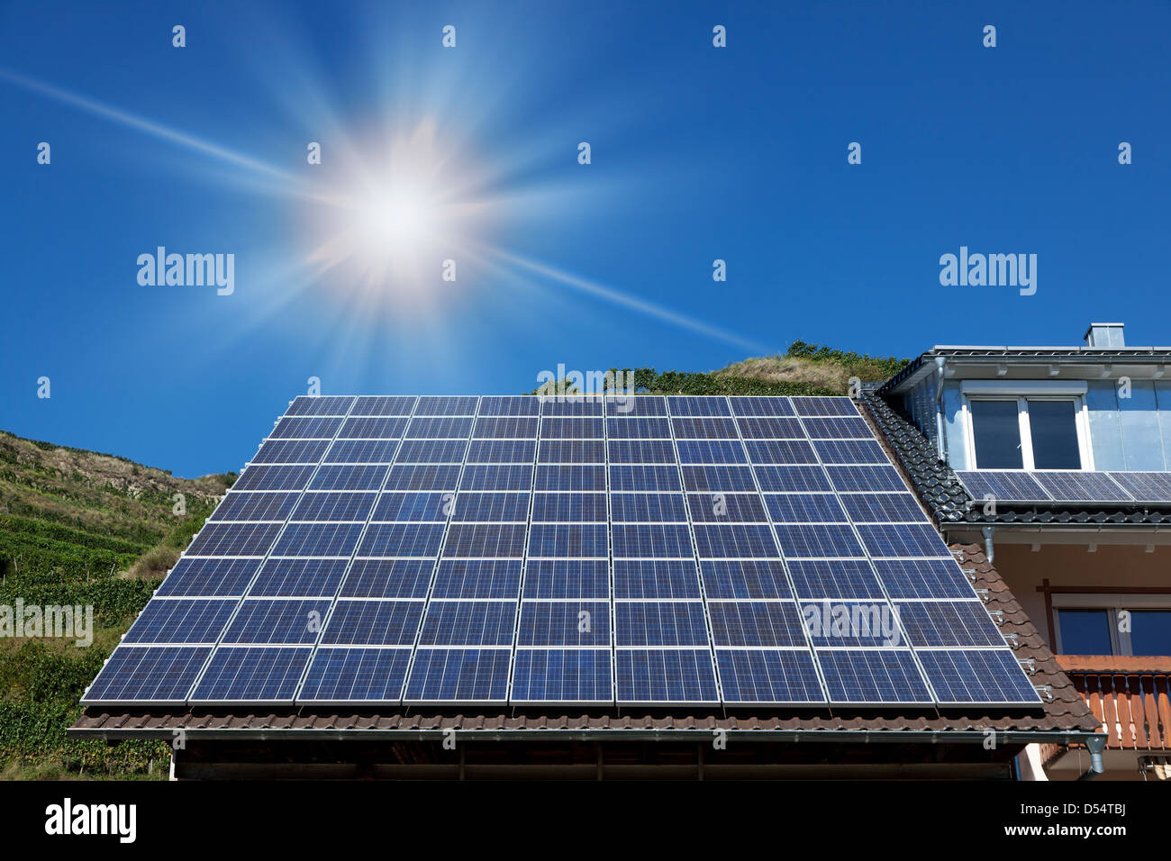 Solar cells on house roof hi-res stock photography and images - Alamy