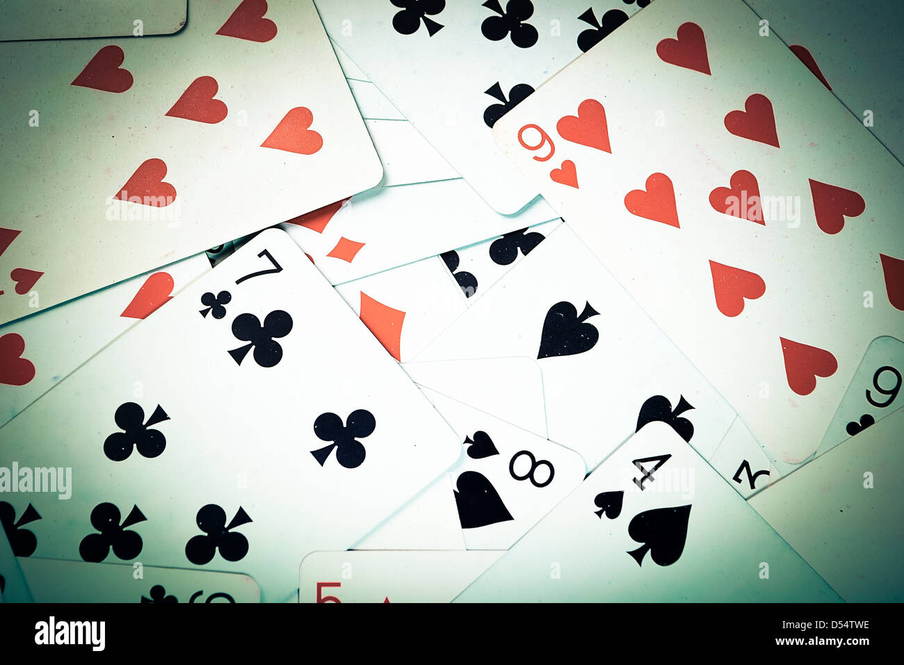 Large collection of used playing cards, closeup Stock Photo Alamy