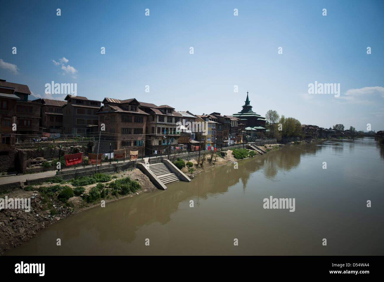 Buildings on the banks of the Jhelum River, Srinagar, Jammu And Kashmir