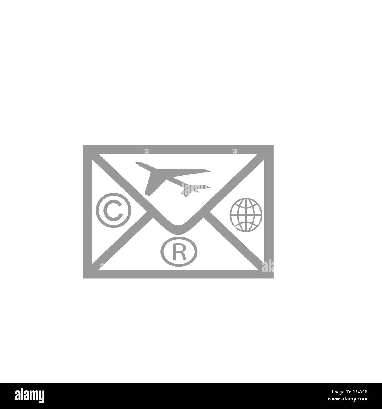 this letter and symbol airplane,copyright,registered  and world Stock Photo
