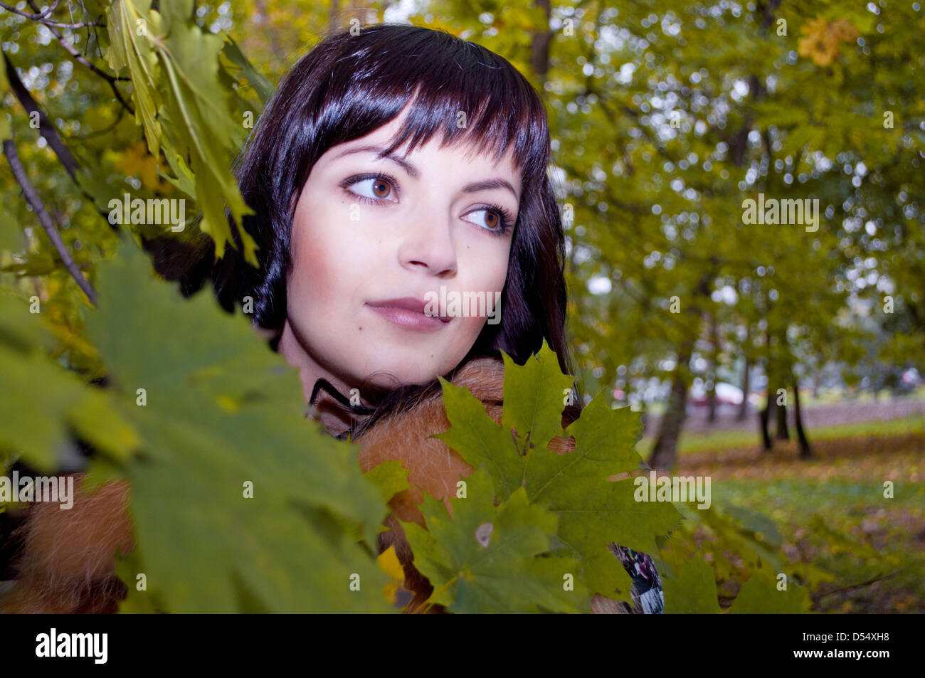 Portrait of a girl in the autumn park Stock Photo - Alamy