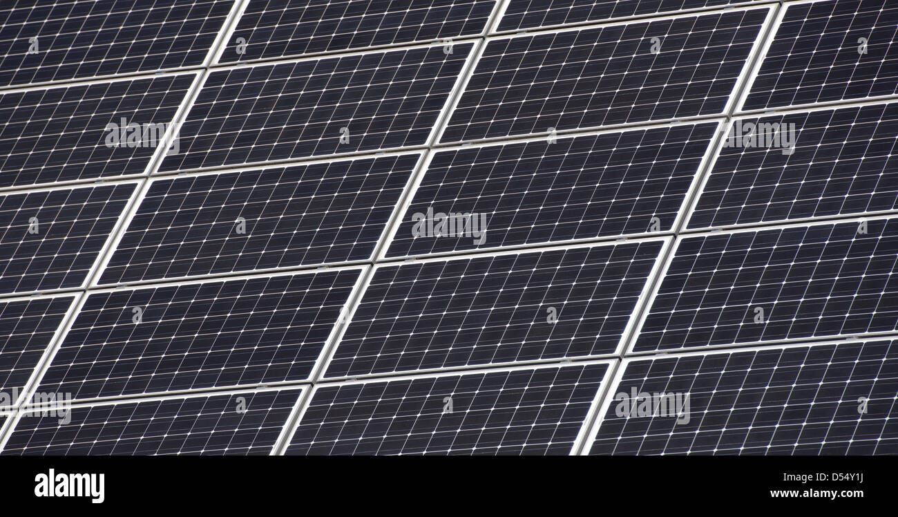 Solar cells on a roof of a house. Stock Photo