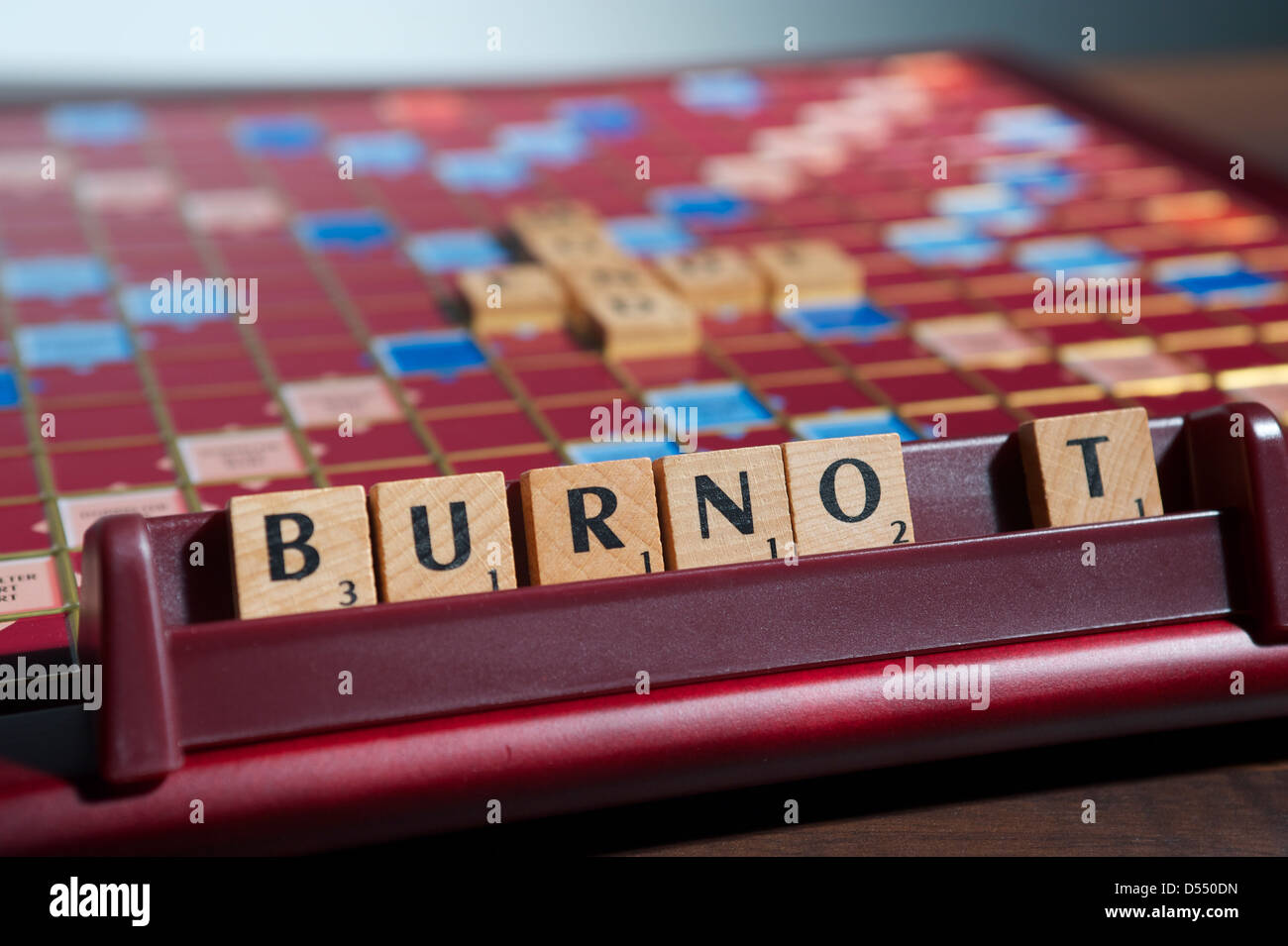 Hamburg, Germany, Scrabble letters form the word Burno T Stock Photo