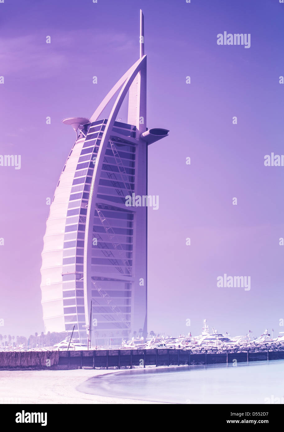 Second tallest hotel in the world, luxury hotel stands on an artificial island, January 28,2013 Jumeirah beach, Dubai Stock Photo