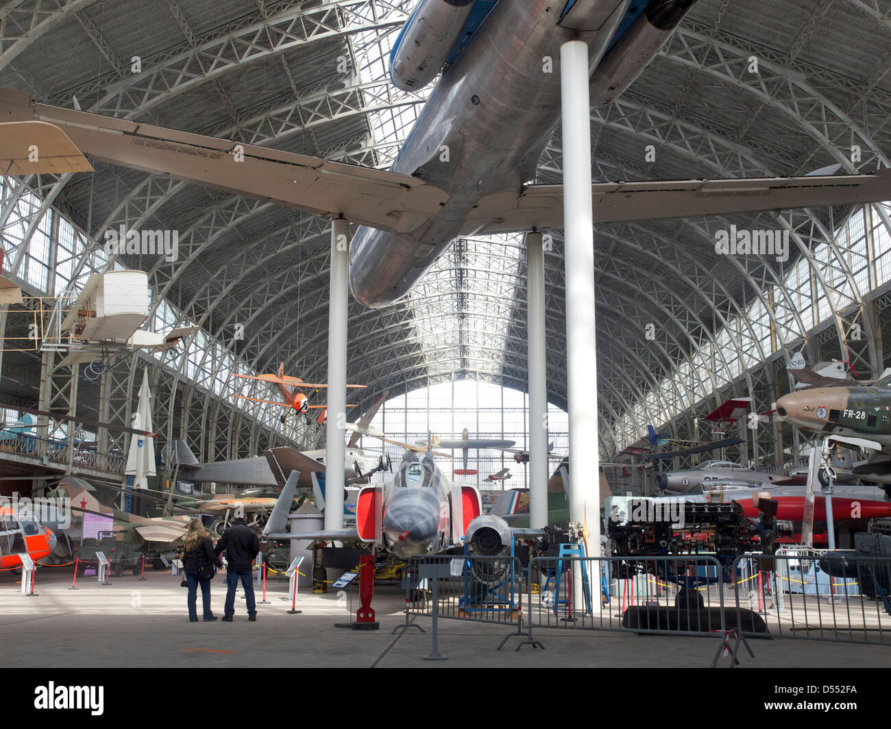 Aeroplane hall of the Brussels royal military history museum. Jubelpark, Brussels, Belgium Stock Photo