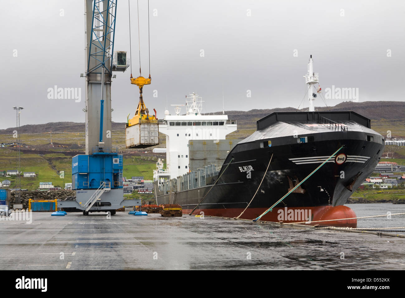 Container Cargoship Faroe Islands Torshavn Shipping Stock Photo