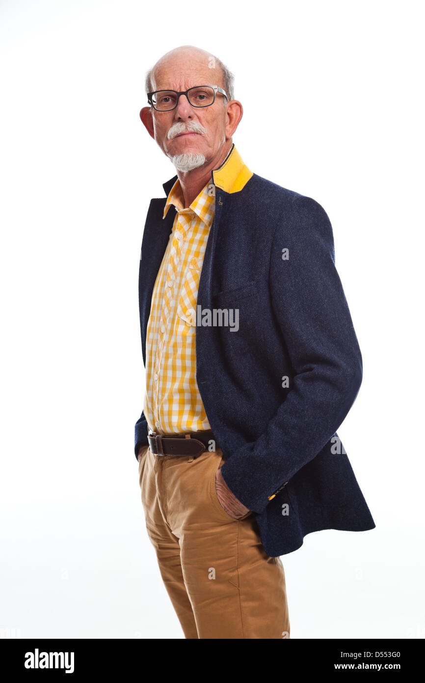 Well dressed senior man with glasses. Isolated. Stock Photo