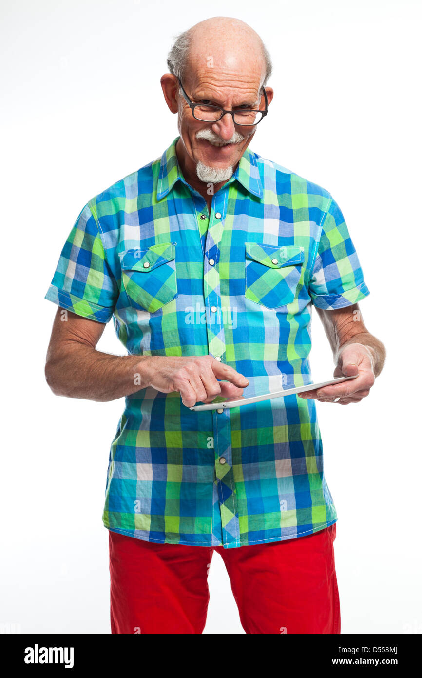 Studio tablet funny senior hi-res stock photography and images - Alamy
