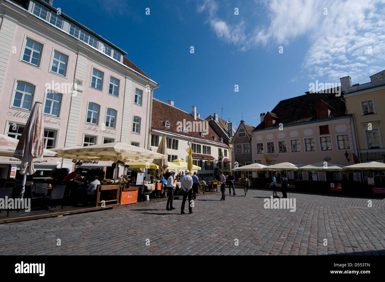 A busy lunchtime scene on Town Hall Square ( Raekojaplats) in Tallinn